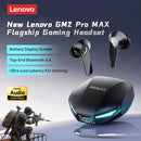 Novo lenovo gm2 pro max sem fio bluetooth 5.4 fones de ouvido led display digital à prova dwaterproof água com cancelamento ruído gaming headset